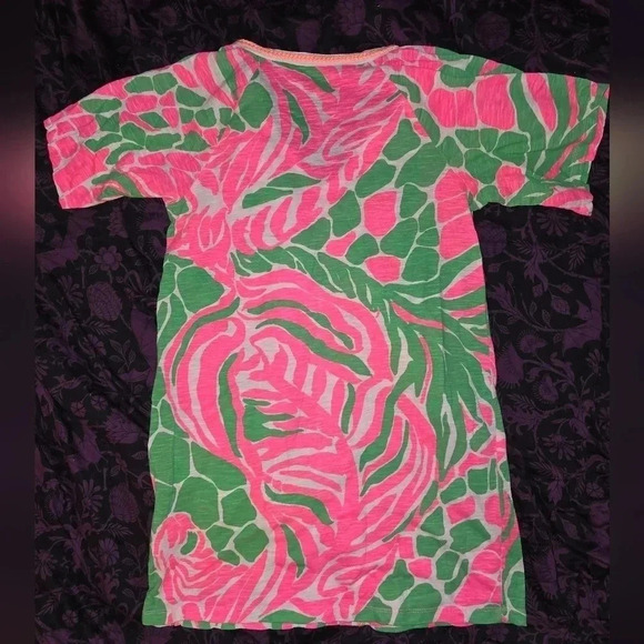 LILLY PULITZER TIKI PINK GREEN WHITE SNEAKY TIKI BONITA COVER UP TUNIC DRESS XXS - Picture 3 of 4